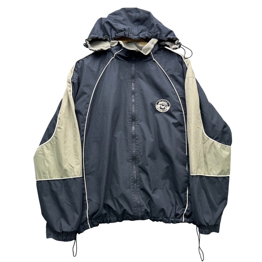 ACE USA Alaska EST 1959 Jacket Mens S Navy Blue Fleece Lined Hooded Outdoor